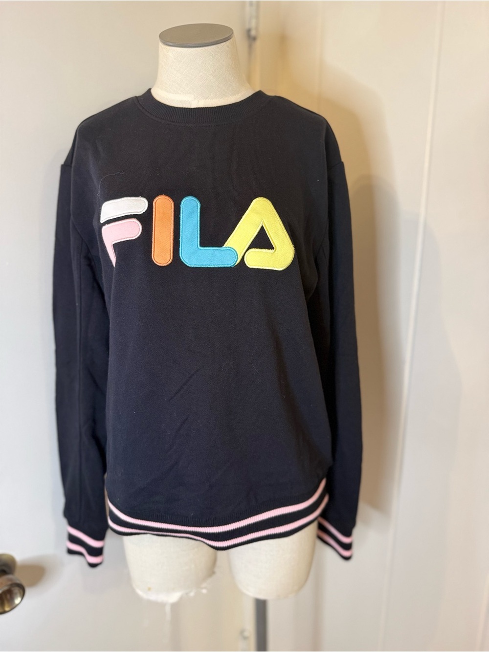 Fila Black Crewneck Sweatshirt with Pastel Logo
